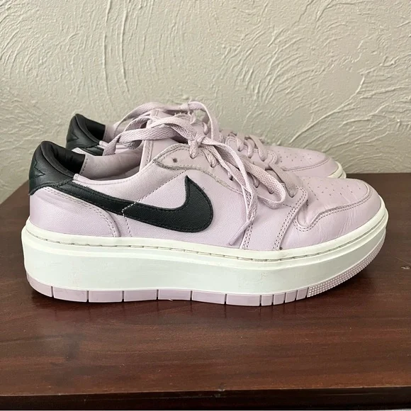 Nike Jordan 1 Elevate Low Shoes Womens 9.5 Purple Black Leather Platform Sneaker - Picture 3 of 7